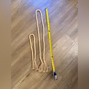 Elegant Tan Beaded Rope with Tassels. Home Decor.